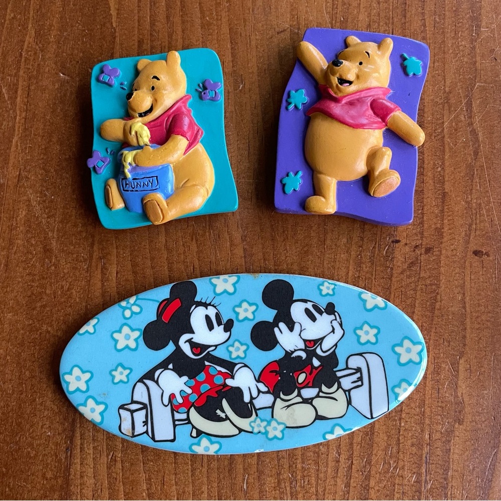 Magnets-Vintage Disney. Two Pooh + One Mickey & Minnie